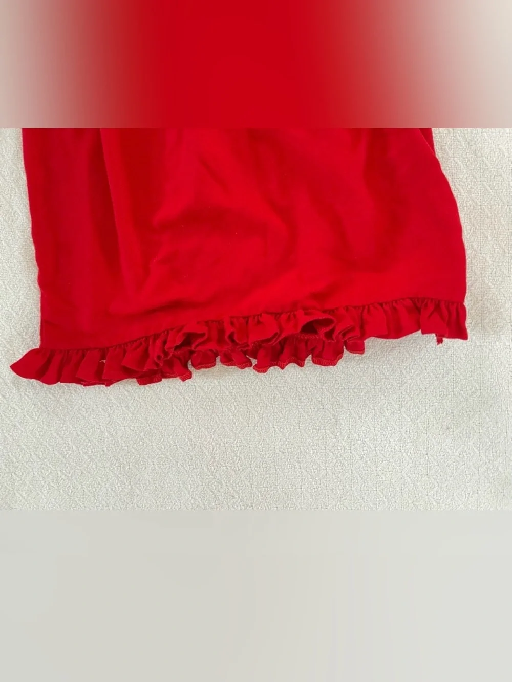 Mud Pie Holiday Red Ruffles Nightgown with Peter Pan Collar